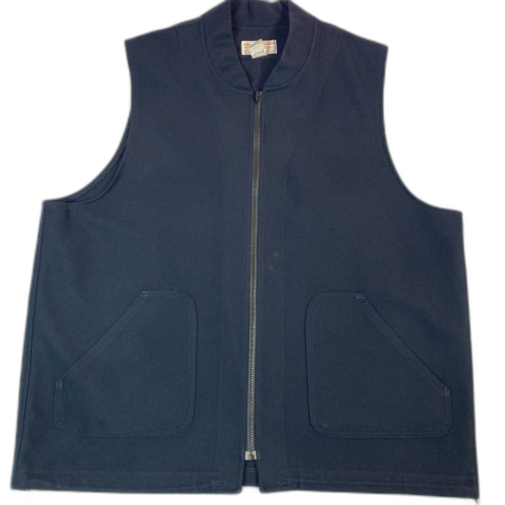 Vintage C.C. FILSON Mens XXL Black 100% Virgin Wool Vest Hunting Full-Zip
